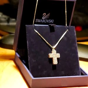 Swarovski Pink Chrystal Cross Pendant Necklace